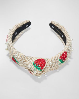 Lele Sadoughi Pearly Strawberry Knotted Headband