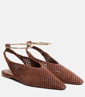 Jil Sander Perforated suede slingback flats
