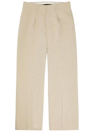 J.W.Anderson Pleated Wide-leg Linen-blend Trousers - Natural - 52 (W36 / XL)
