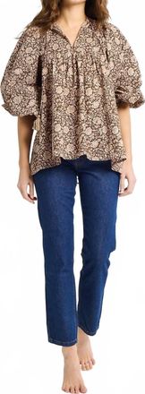 Mille Charlie Puff Sleeve Top Top In Cocoa Floral