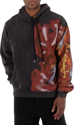 AMBUSH Mens Black Graphic-Print Cotton Hoodie, Size X-Small