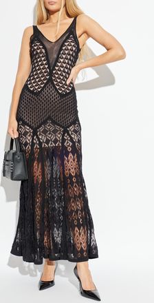 Blumarine Lace Dress With Spaghetti Straps, Womens, Black