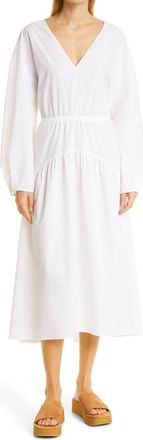 Vince Cutout Long Sleeve Cotton Dress in Optic White at Nordstrom Rack, Size Xx-Small