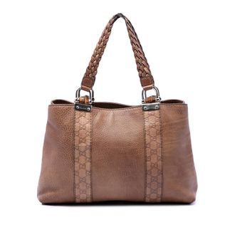 Gucci Pre-owned Gucci Medium Guccissima Trimmed Calfskin Bamboo Libeccio Tote Ladies ATYCTGUOGIGNX44N