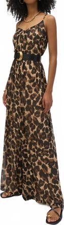 Joseph Ribkoff Chiffon Animal Print Wide Leg Jumpsuit In Beige/black