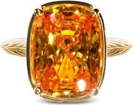 Sterling Forever Elongated Cushion-Cut Cubic Zirconia Cocktail Ring in Gold/canary at Nordstrom, Size 5