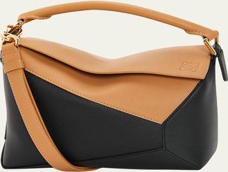 Loewe Puzzle Edge Small Top-Handle Bag in Bicolor Leather