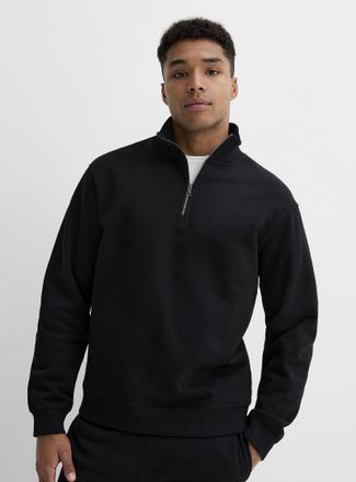 Le 31 Mens Fleece-lined zip-neck sweatshirt