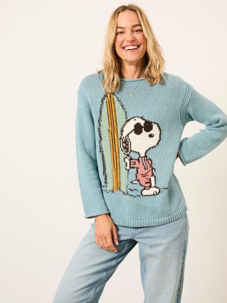 Fat Face FatFace Light Blue Snoopy Knitted Jumper