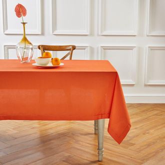Solino Home Cotton Linen Hemstitch Tablecloth for Dining Table, Holiday and Everyday Dining Table Decor in Burnt Orange at Nordstrom, Size Xx-Small