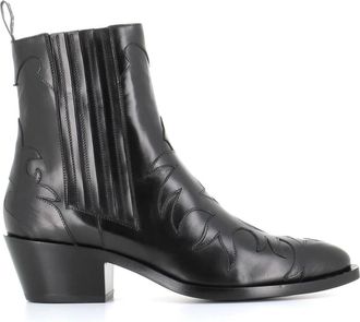 Sartore Zwarte leren elastische laarzen - Dames - Cowboylaarzen - Zwart - 35 EU - Leer - Schoenen