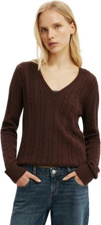 Cotton On Womens Cotton V Neck Pullover in Dark Oak at Nordstrom, Size Xx-Small