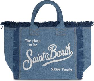 MC2 Saint Barth Medium Canvas Tote Bag with Fringed Edges