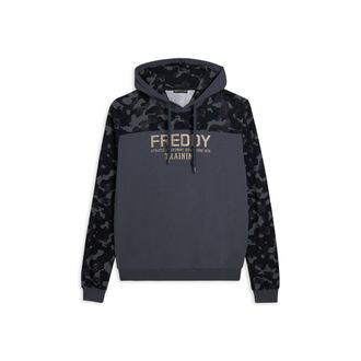 Freddy Felpa cappuccio con inserti camouflage e grafica centrale