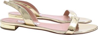 Aquazzura So Nude Flat Sandals in Metallic Gold Patent Leather