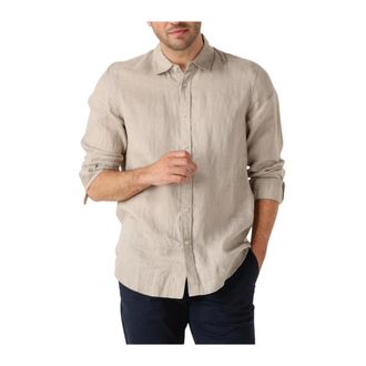 Scotch & Soda Overhemden, Heren, Beige, M, Linnen, Casual Linnen Overhemd voor Heren