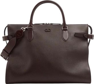 Valentino Antibes Grote Weekendtas met Dubbele Handgrepen - Heren - Weekendtassen - Bruin - ONE Size - Leer - Tassen