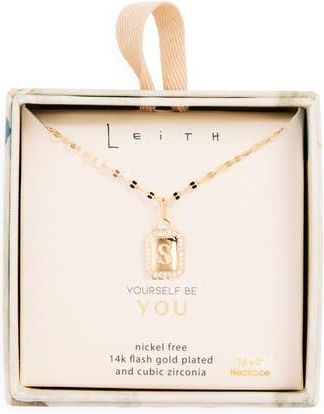 Leith Initial Pendant Necklace in S- Clear- Gold at Nordstrom Rack