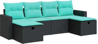 vidaXL Set De Sof&aacute;s De Jard&iacute;n 6 Piezas Y Cojines Rat&aacute;n Sint&eacute;tico Negro Vidaxl