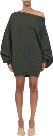 Maison Margiela Gauge 5 Mini Jurk - Dames - Kleedjes - Groen - XS - Wol - Kleedjes