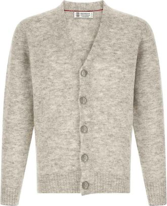 Brunello Cucinelli Grey Metal-Button Cardigan