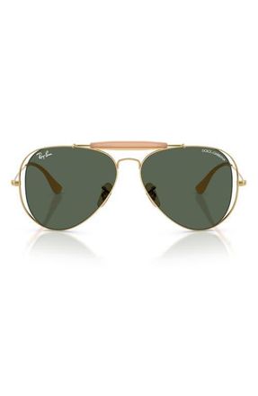 Ray-Ban 53mm Outdoorsman II Pilot Sunglasses in Arista /Dark Green at Nordstrom