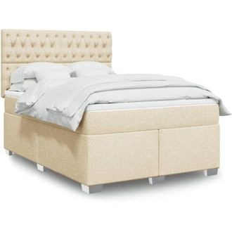 vidaXL Vidaxl - Cama Box Spring Con Colch&oacute;n Tela Color Crema 140x200 Cm