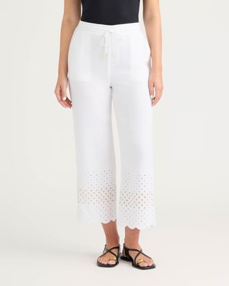 Ellen Tracy Womens Cropped Pant with Scallop Eyelet Hem