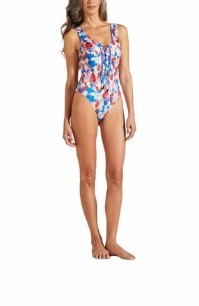 Vilebrequin Womens Flowers In The Sky Lace-Up One-Piece Swimsuit in Palace at Nordstrom, Size Large