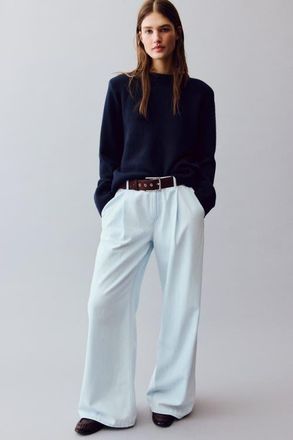H&M Loose Fit Wide Regular Jeans in Light Blue at Nordstrom, Size 12