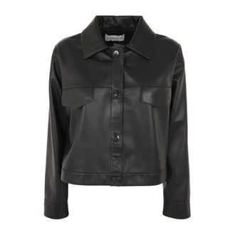 Inès & Marèchal Jassen, Dames, Zwart, S, Leer, Zwarte Shearling Jas