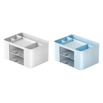 OEM Dos Sencillas Cajas De Almacenamiento Transparentes De Color Azul Y Blanco Con Forma De Caj&oacute;n, Ideales Para Ni&ntilde;os Y Estudiantes, Perfectas Para Escrit