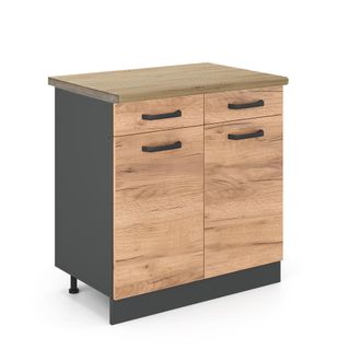 Vicco Mueble Bajo De Cocina R-line, Roble Dorado, 80 Cm, Et Roble