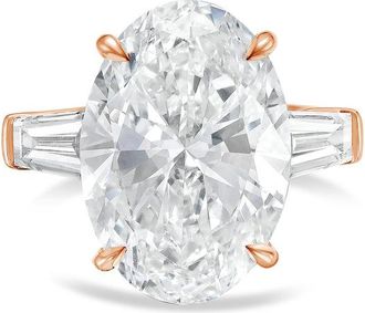 Diana M. Jewels 14kt rose gold 2ct lab grown oval diamond ring with baguettes on the sides