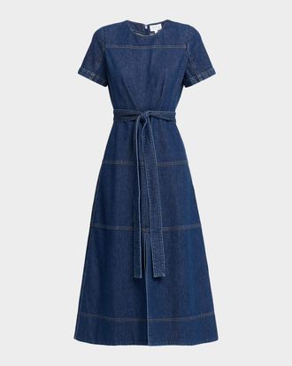 Tanya Taylor Ella Denim Midi Dress