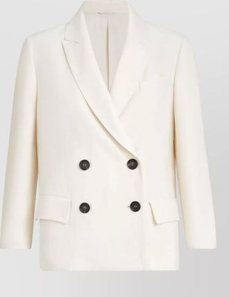 Brunello Cucinelli double-breasted tailored jacket featuring back vent