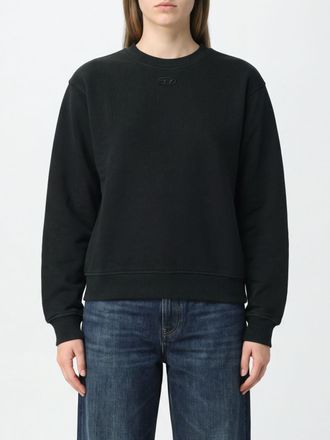 Diesel Felpa girocollo in cotone bicolore con logo Oval D ricamato e spalle cadute
