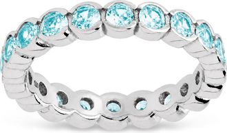 Sterling Forever Sterling Silver Aquamarine Helene Bezel Eternity Band Ring