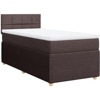 vidaXL Cama Box Spring Con Colch&oacute;n Tela Marr&oacute;n Oscuro 90x190 Cm Vidaxl