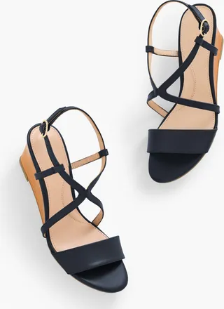 Talbots Royce Nappa Wedge Sandals - Blue - 10 1/2 M Talbots