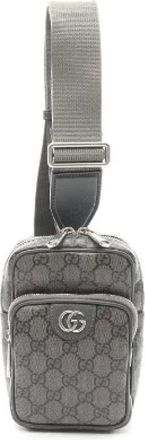 Gucci Pre-owned Cross Body Bags, male, Gray, Size: ONE SIZE Pre-owned GG Marmont GG Supreme PVC Coated Canvas Waist Bag