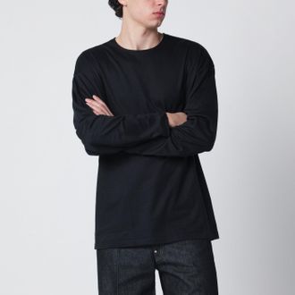Christophe Lemaire Black cotton and silk interlock T-shirt