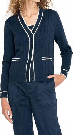 Kule Dede Lightweight Cardigan In Navy/cream