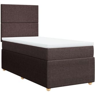 vidaXL Cama Box Spring Con Colch&oacute;n Tela Marr&oacute;n Oscuro 100x200 Cm Vidaxl
