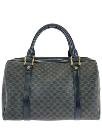 Celine Celine Brown Coated/Waterproof Canvas Macadam Boston Handbag (Authentic Pre- Loved)