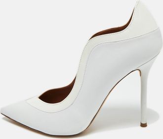 Malone Souliers White Leather And Patent Leather Penelope Pumps