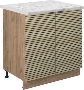 Vicco Mueble Bajo Fregadero Fame-line, Panel De Roble, 80 Cm, Et M&aacute;rmol, Vicco