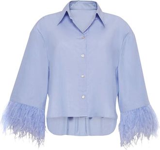 Cara Cara Chester feather-cuff cotton shirt - Blue