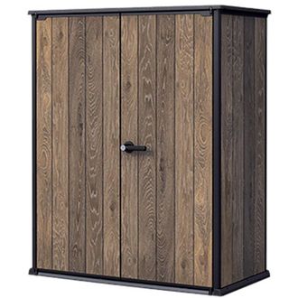 Keter Armadio Porta Attrezzi da Esterno 1400L Keter Signature Vertical Shed in Resina Effetto Legno Noce