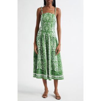 Farm Rio Delicate Tapestry Midi Dress in Green at Nordstrom Rack, Size X-Large